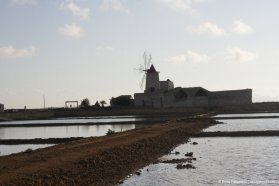 salt pans in Trapani with windmill